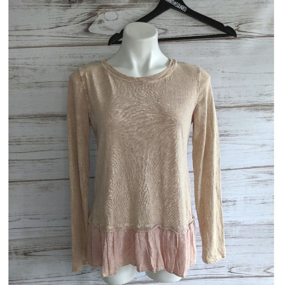 Eri + Ali Anthropologie Peplum Bleached Top Sz S